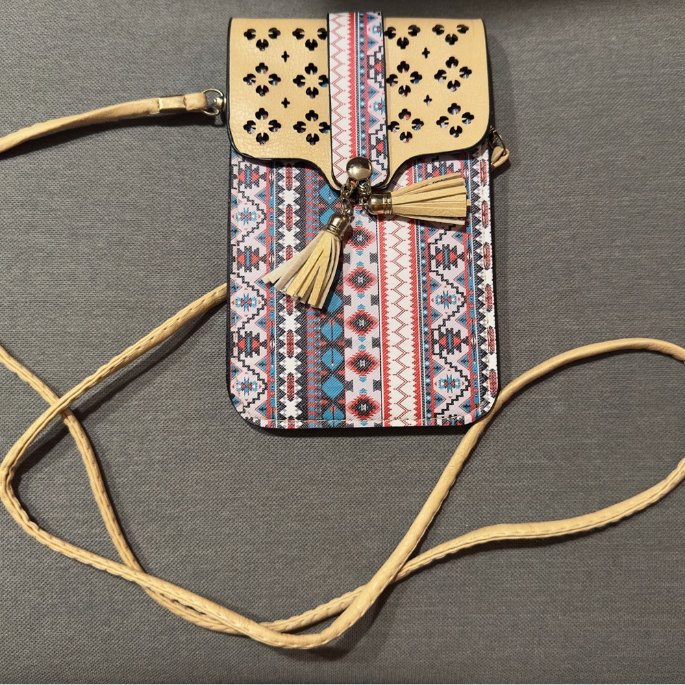 Small crossbody/phone holder- aztec design